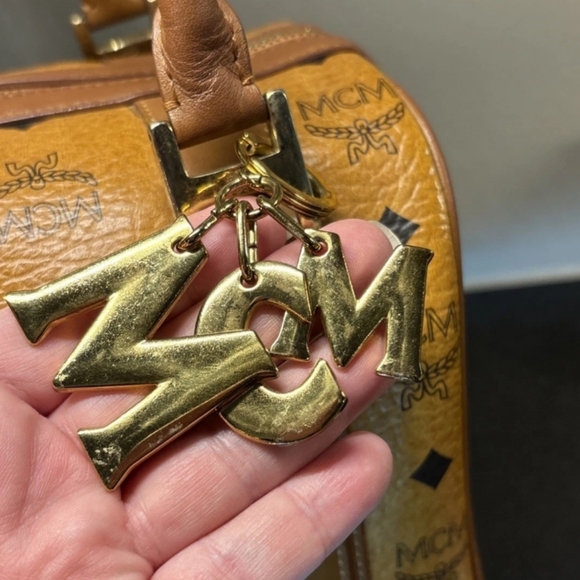 Authentic MCM Cognac Boston Leather Satchel Handbag - Picture 7 of 15